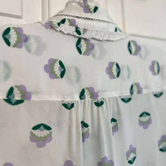 Aritzia Sunday Best Floral Print Button Front Long Sleeve Ruffle Blouse XS - Picture 9 of 16
